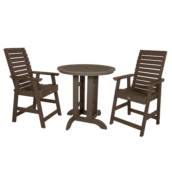 Highwood Usa Weatherly 3pc Round Counter Height Outdoor Patio Furniture Dining Set AD-CNW36-ACE - main